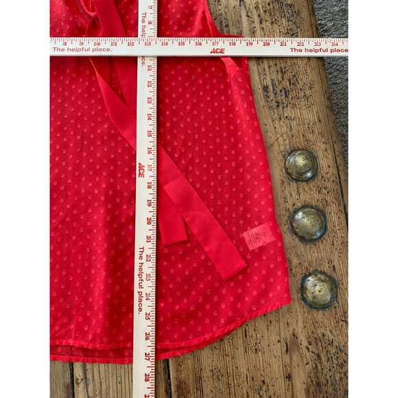 Daniel Rainn Womens Red Sleeveless Sheer Tie Neck Polka Dot Blouse Size M - Picture 7 of 7